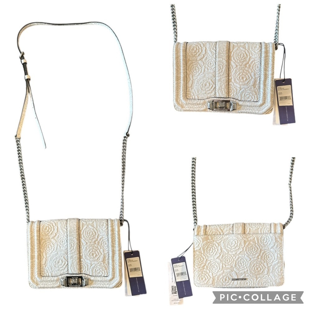 Rebecca Minkoff Love Crossbody White Floral Embossed NWT